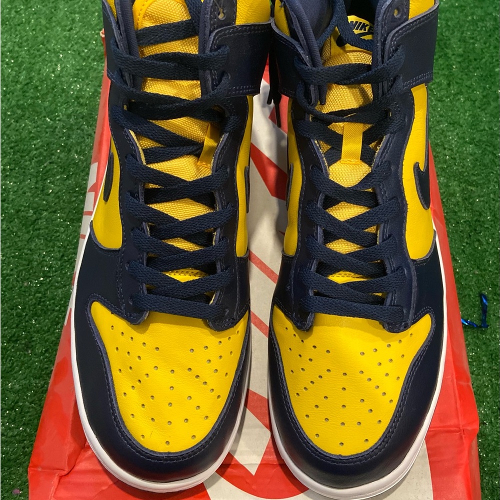 Nike Yellow and Blue High-Top Sneakers